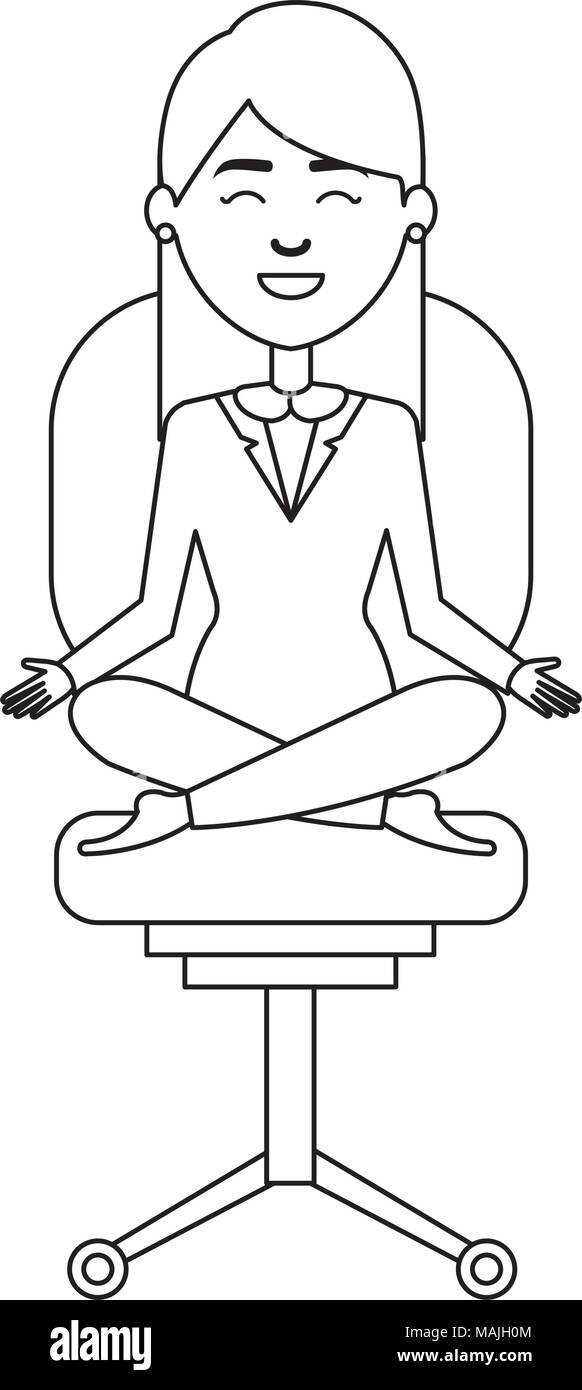 businesswoman doing the lotus position in office chair vector