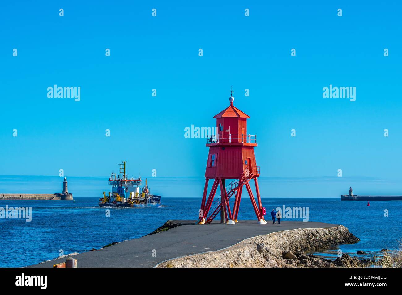 Herd Groyne Lighthouse at South Shields Stock Photo