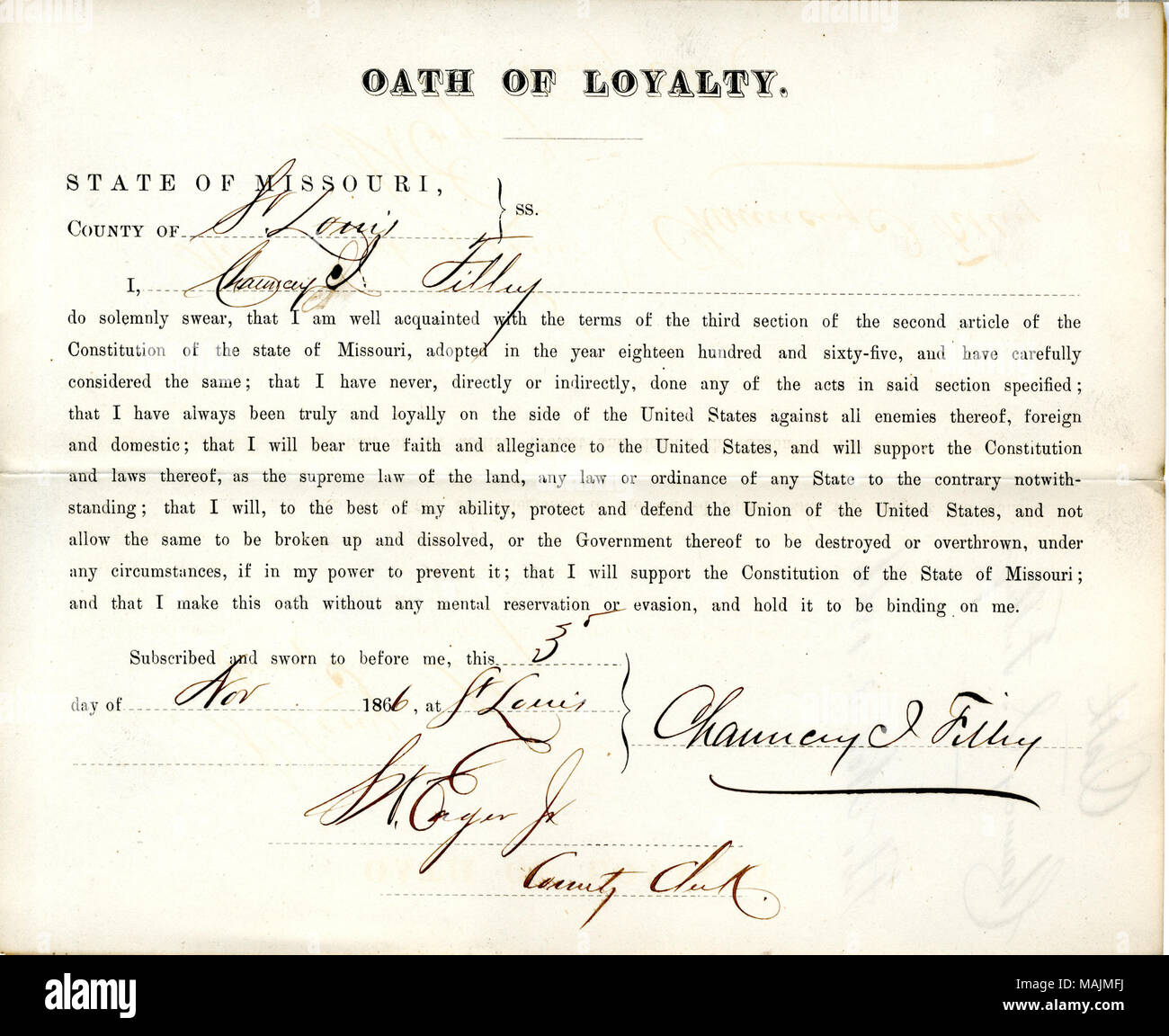 Swears oath of allegiance to the Government of the United States and