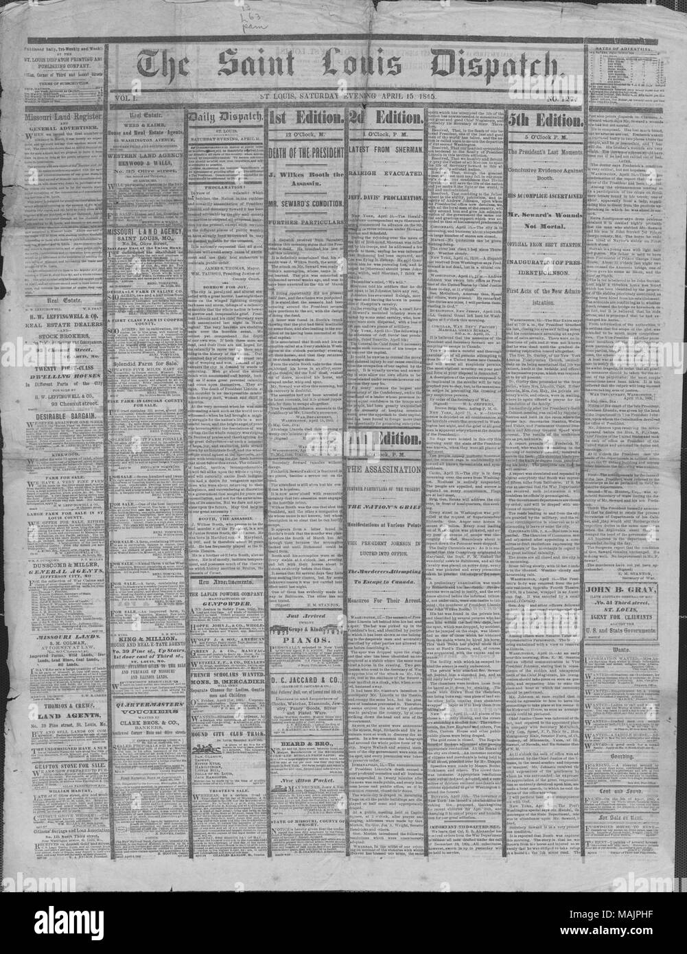 USAリンカーン大統領HARPER’S WEEKLY 3月18日 1865年新聞 USAリンカーン大統領HARPER'S WEEKLY 4月29日 1865年新聞