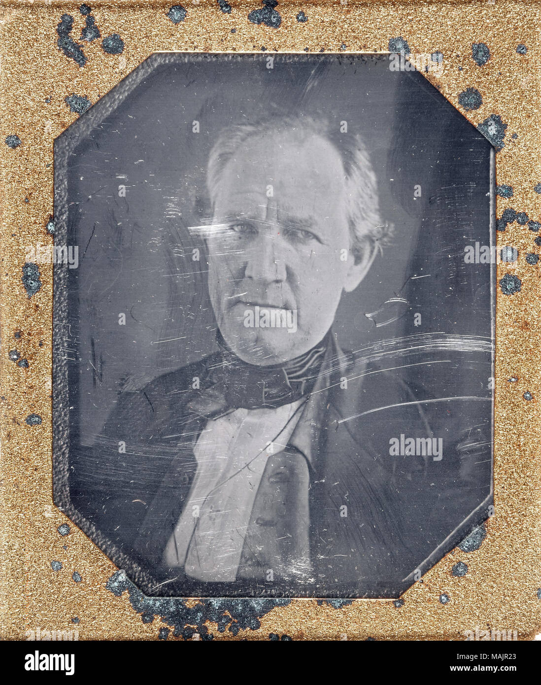 Portrait of Sam Houston. This is a copy daguerreotype. Houston served in the War of 1812 and was governor of both Tennessee and Texas, making him the only person in United States history to be a governor of two separate states. The city of Houston, Texas is named after him. The daguerreotype is in its original case. Title: Sam Houston.  . 1851. Thomas M. Easterly Stock Photo