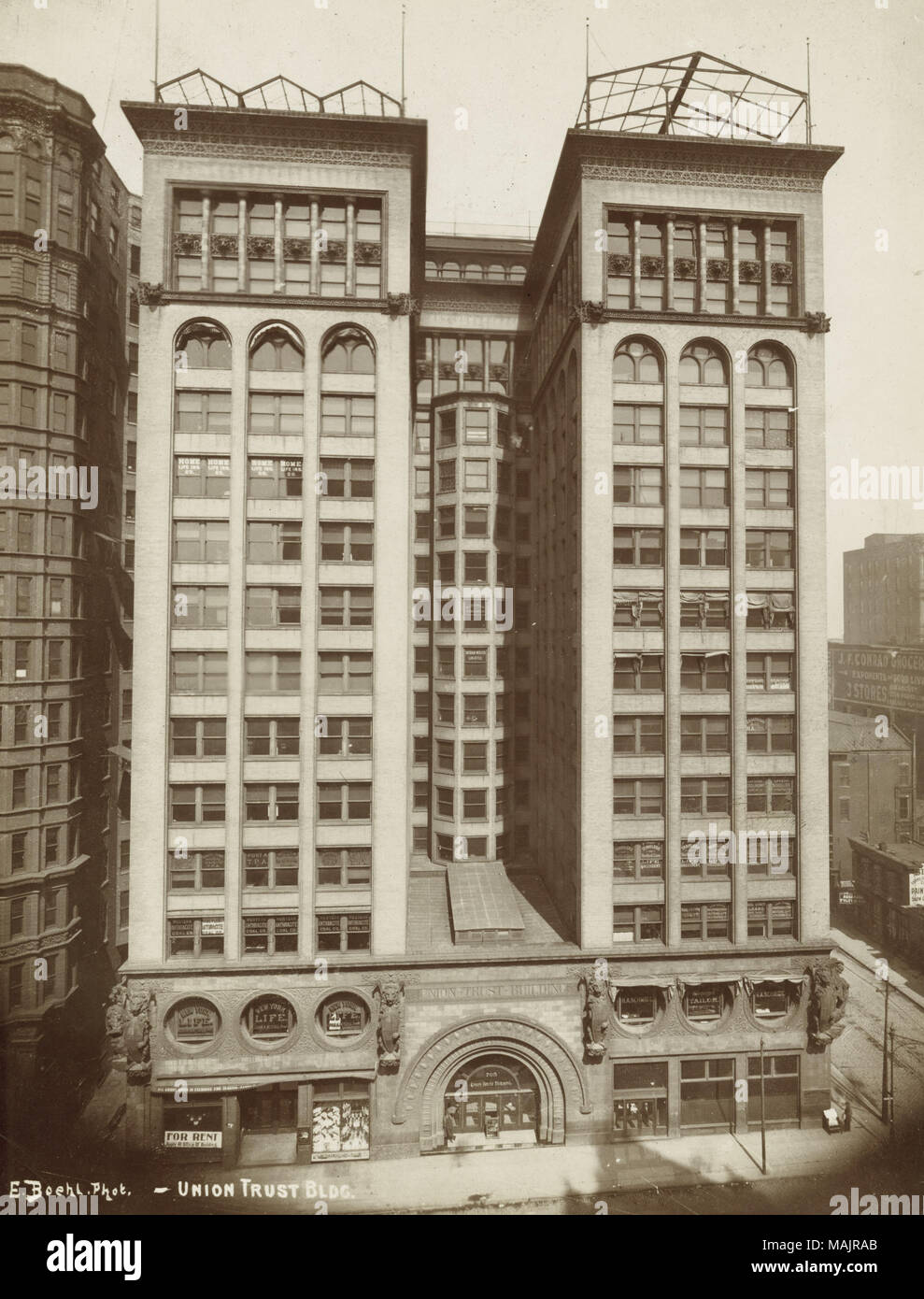 Title: Union Trust Building, northwest corner of Seventh and Olive. Erected 1892-93, Adler and Sullivan, and Ramsey, architects.  . 1894. Emil Boehl Stock Photo