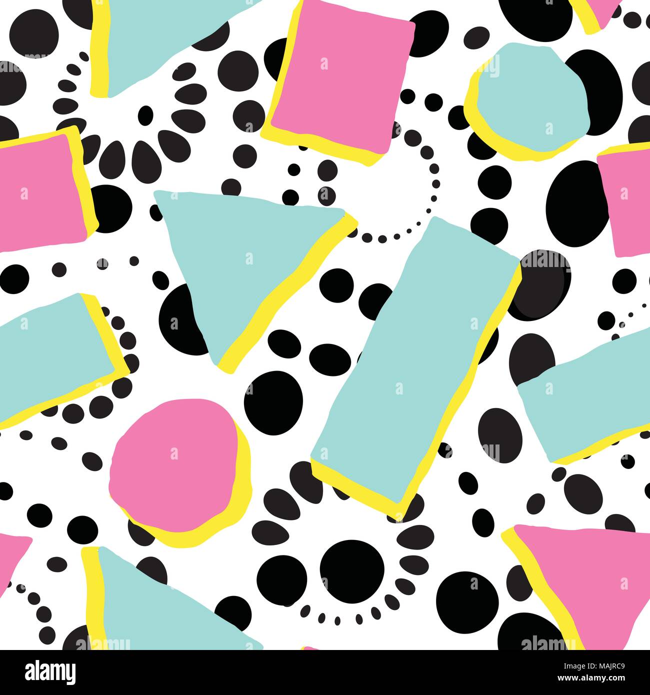 Abstract seamless pattern with blots and dots. Geometric dotted ...