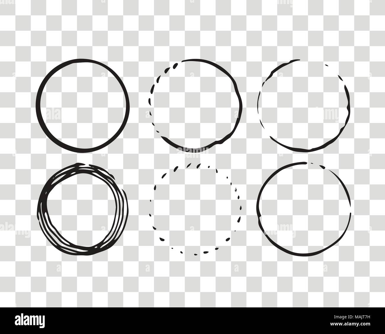 Hand drawn elements for logotype with circles, isolated on background ...