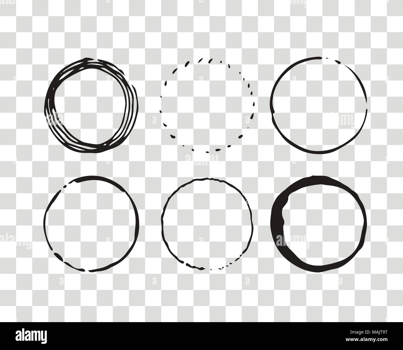 Hand Drawn Elements For Logotype With Circles Isolated On