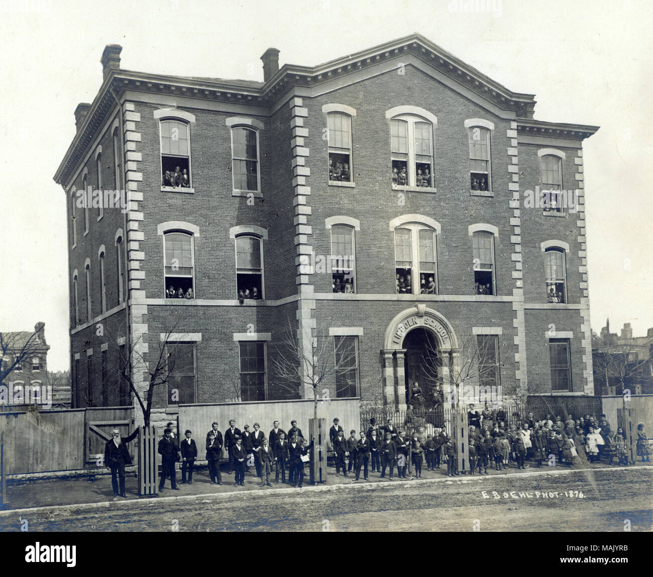 Title: Lincoln School. 2221 Eugenia. . 1876. Emil Boehl Stock Photo - Alamy
