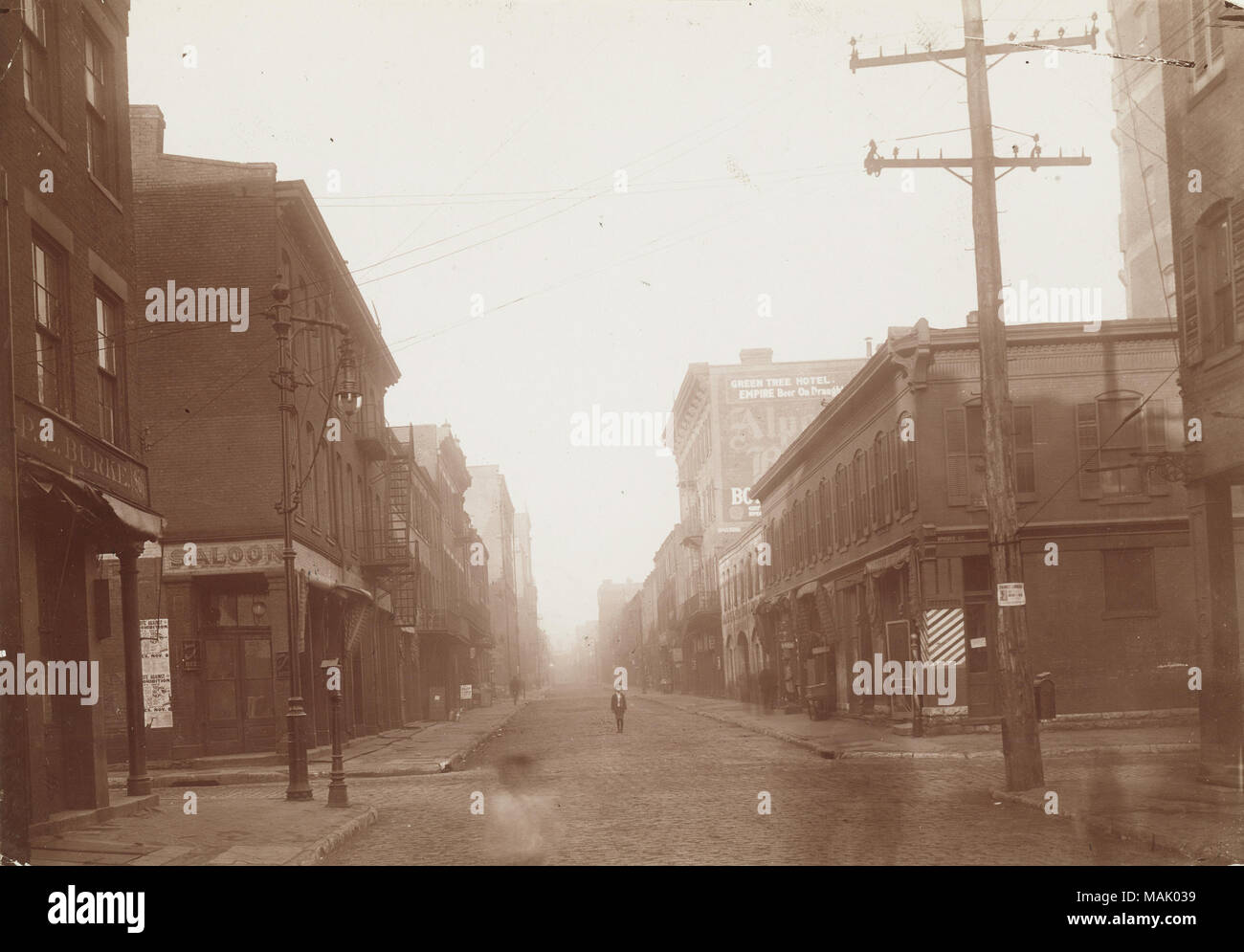 Title: Second Street below Spruce Street looking north.  . circa 1910. Stock Photo