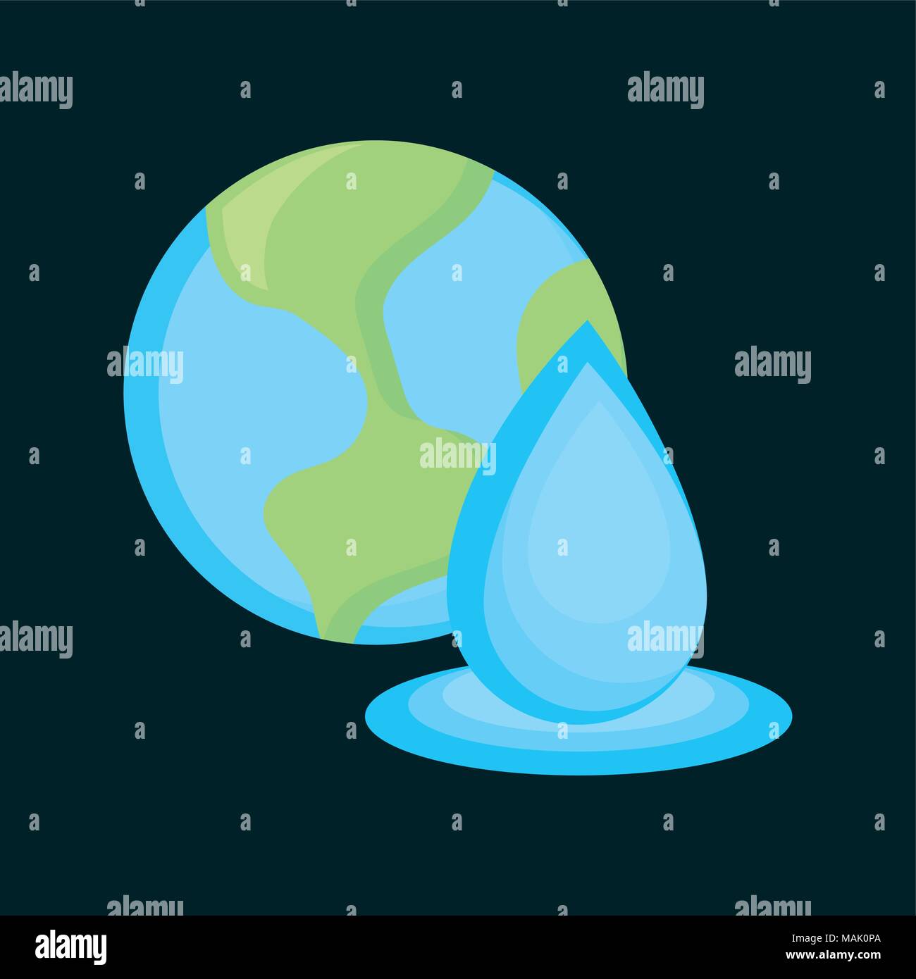 earth planet and water drop over blue background, colorful design ...