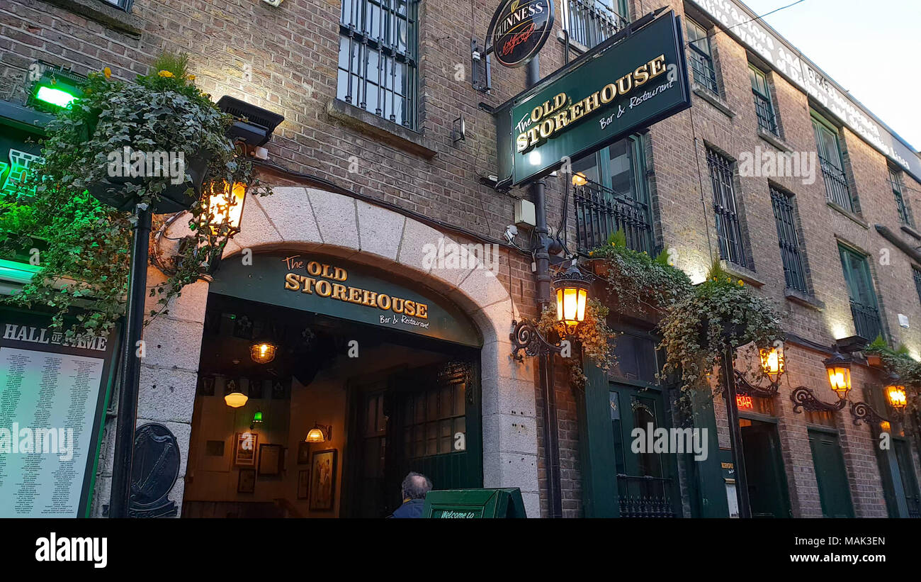 Traditional Irish pubs at Temple Bar district in Dublin DUBLIN