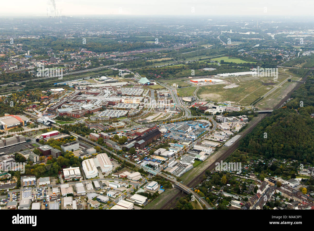 Aerial view, Centro, Neue Mitte, finished cultivation Peek and Cloppenburg, Oberhausen, Ruhr area, North Rhine-Westphalia, Germany, Europe, birds-eyes Stock Photo