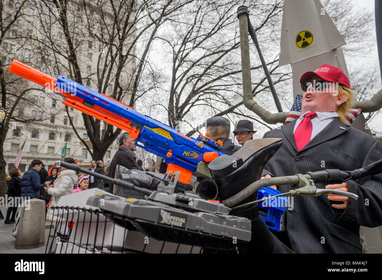 Mock Donald Trump riding the big guns at the Military Parade - New York's  irreverent April Fools' Day Parade poking fun at the past year's displays  of hype, hypocrisy, deceit, bigotry, and