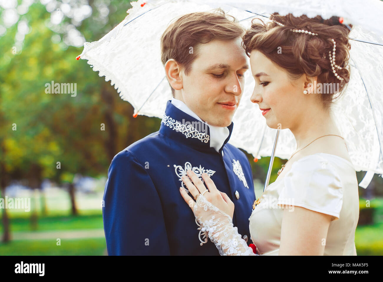 These romantic happy moments of wedding couple Stock Photo - Alamy