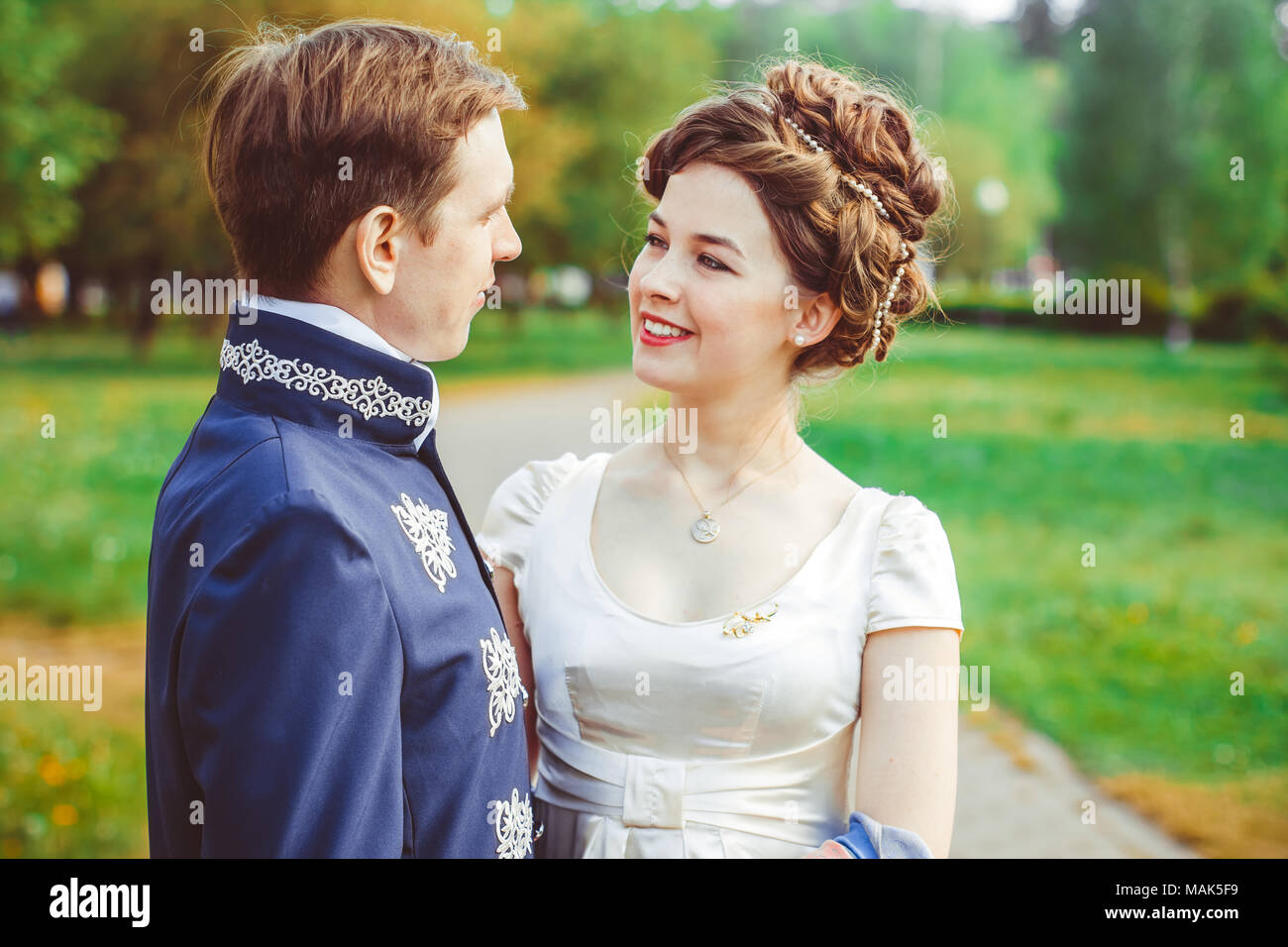 These romantic happy moments of wedding couple Stock Photo - Alamy