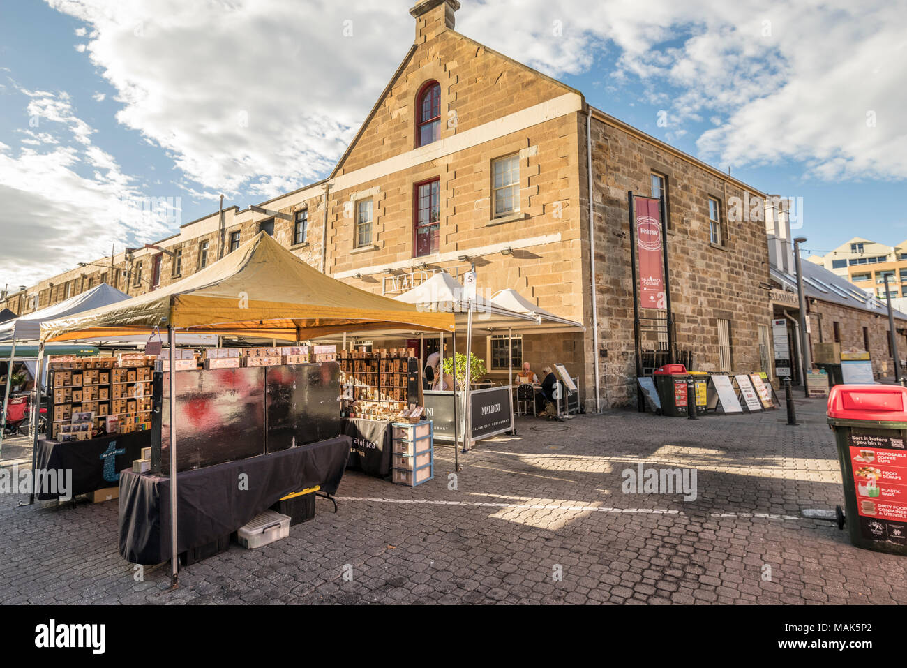 Salamanca Market is a street market in Salamanca Place, Hobart, Tasmania, Australia Stock Photo