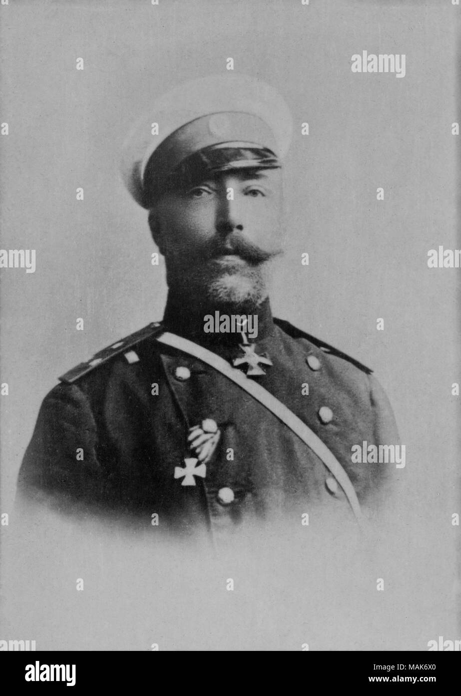 Portrait of the General Michel Ivanovitch Stoessel ( 1848 - 1915 )  -  photography by    Sergej Levitsky ( 1819 - 1898 ) Stock Photo