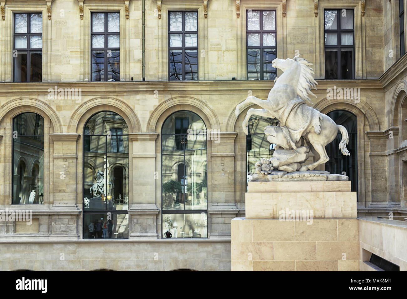 Sculpture of Marley Horse In the courtyard of the Louvre