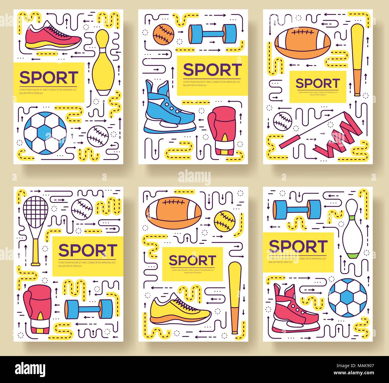 Premium quality sport vector brochure cards thin line set. health