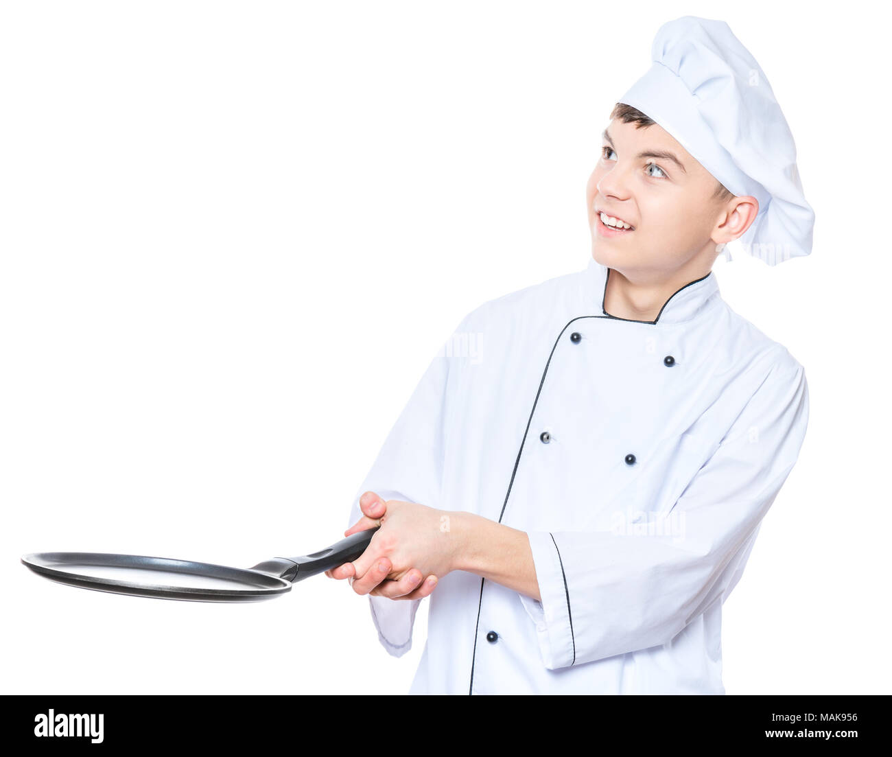 Teen boy wearing chef uniform Stock Photo - Alamy