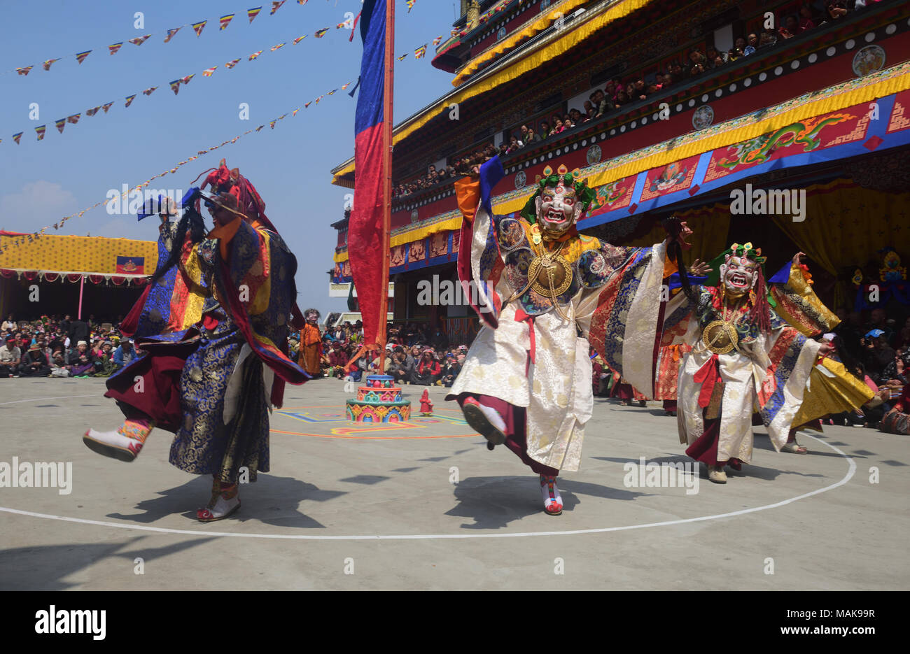 Darjeeling India 26th Mar 2018 Buddhist Monks Performing Chham