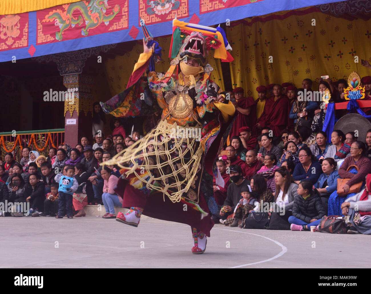 Darjeeling, India. 26th Mar, 2018. Buddhist monks performing Chham on the occasion of Annual Tsechu Festival at Druk Sangag Choling Monastery in Dali, Darjeeling. Credit: Sumit Sanyal/Pacific Press/Alamy Live News Stock Photo