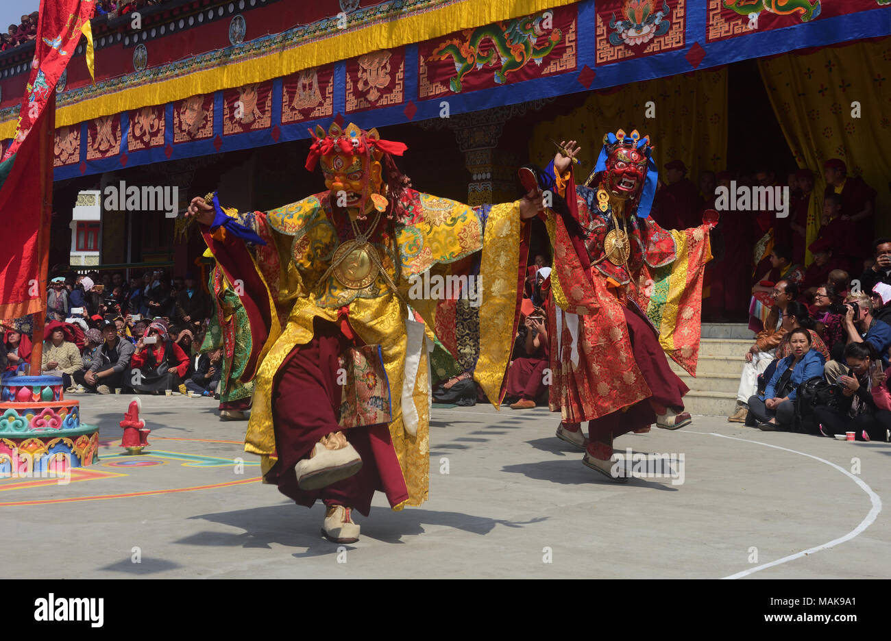 Darjeeling India 26th Mar 2018 Buddhist Monks Performing Chham