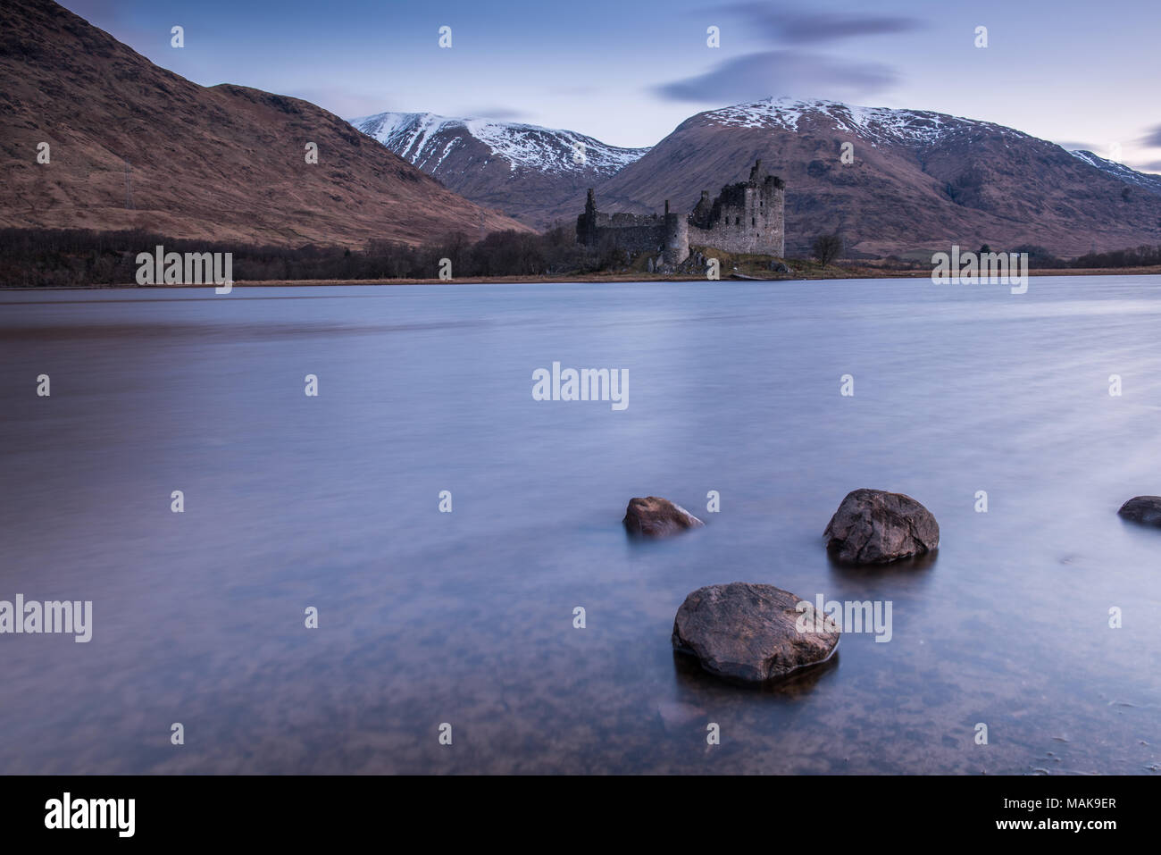 Kilchurn Castle, built in the 15th Century, is a ruined structure at the northeastern end of Loch Awe, in Argyll and Bute, Scotland Stock Photo