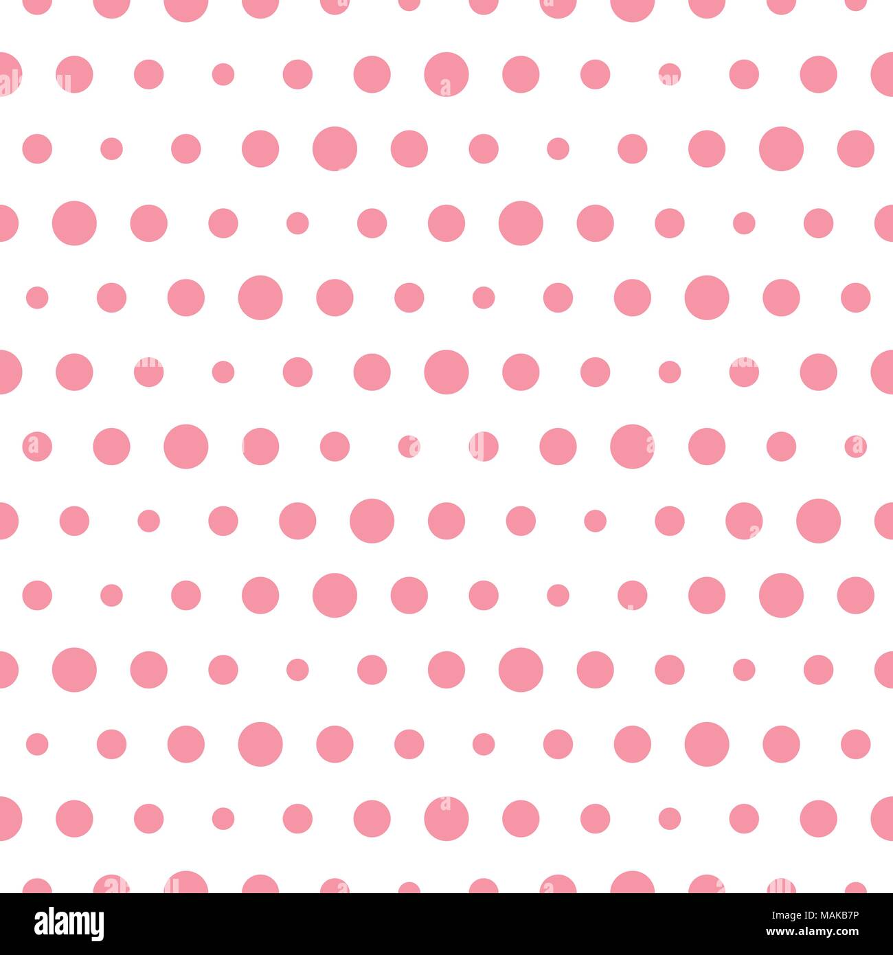 Vector pink polka dot seamless pattern. Circles of different sizes on ...