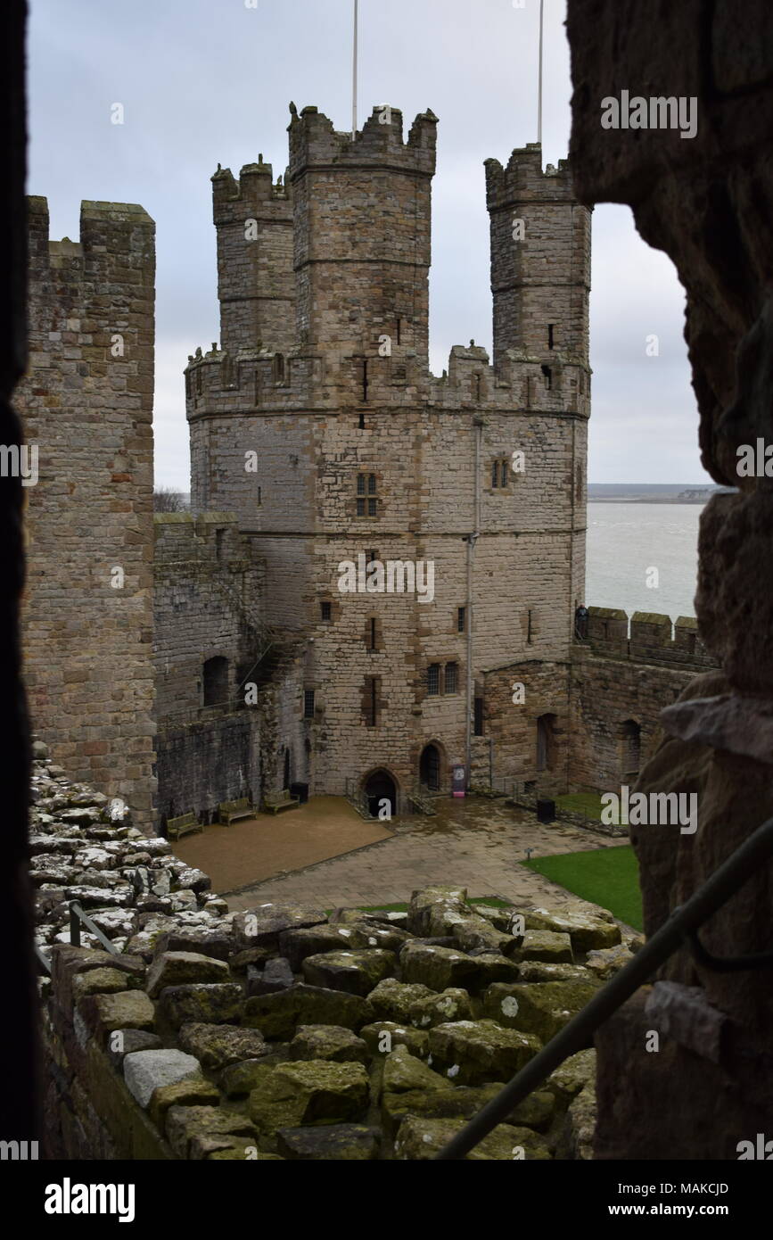 Caernafon Castle's Eagle Tower Stock Photo