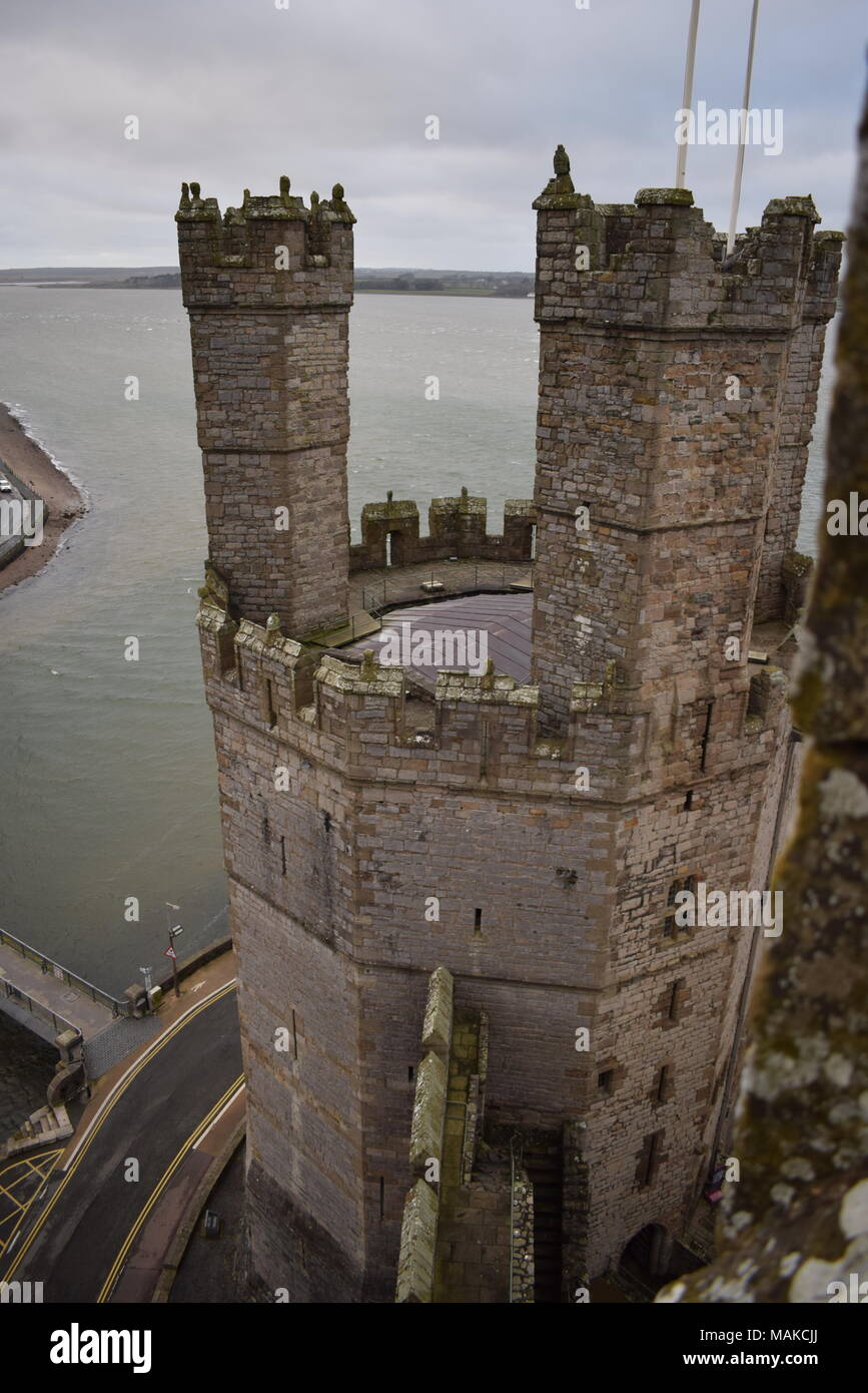Caernafon Castle's Eagle Tower Stock Photo