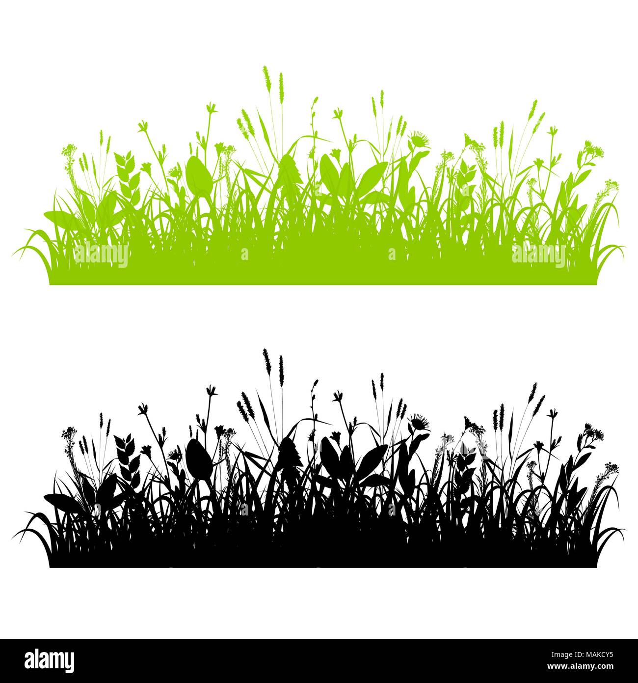 Vector grass borders set isolated on white background Stock Vector ...