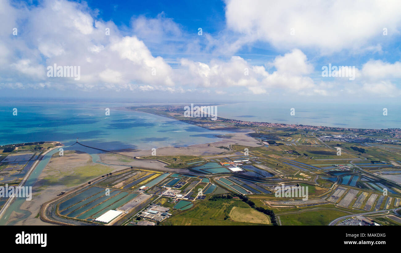 Aerial photo of salt marshes on Noirmoutier island, Vendee Stock Photo