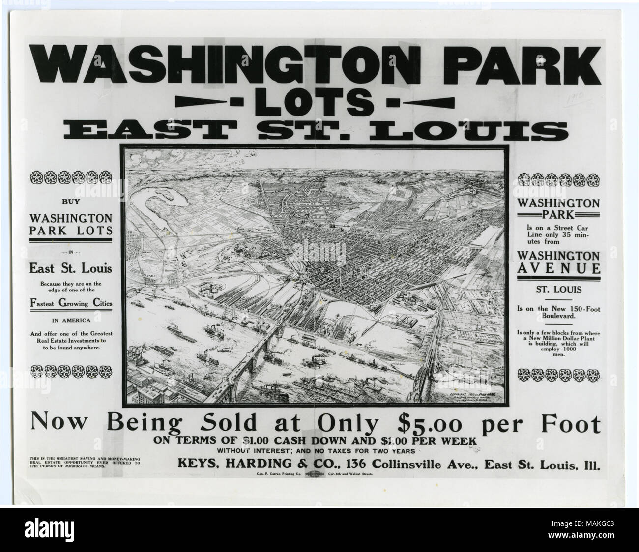 Map: Washington Park Lots, East St. Louis, Ill. (detail) 13666 Title: Map: Washington Park Lots, East St. Louis, Ill. (detail)  . 1910. Stock Photo