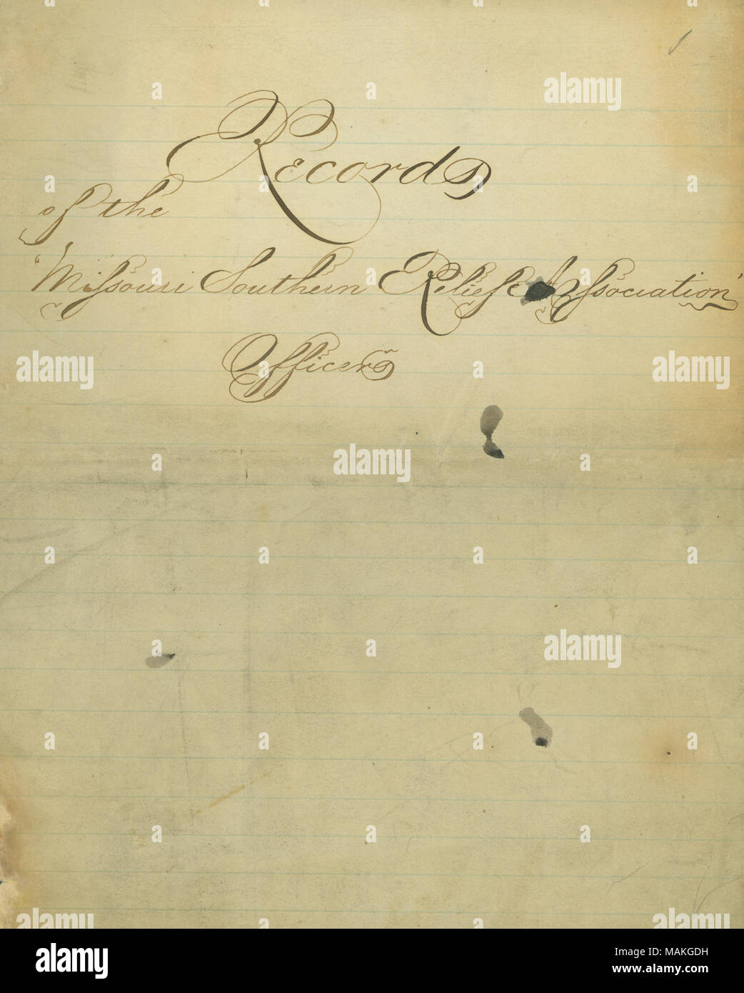Describe the proceedings of meetings of the association. Title: Records of the Missouri Southern Relief Association, June 27 to July 31, 1866  . 1866. Stock Photo