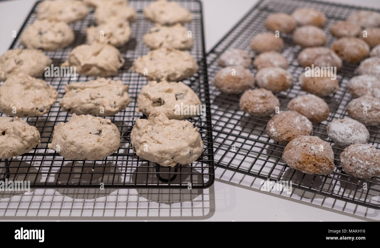 Passover (Pesach) baking coconut meringue cookies and cinnamon balls