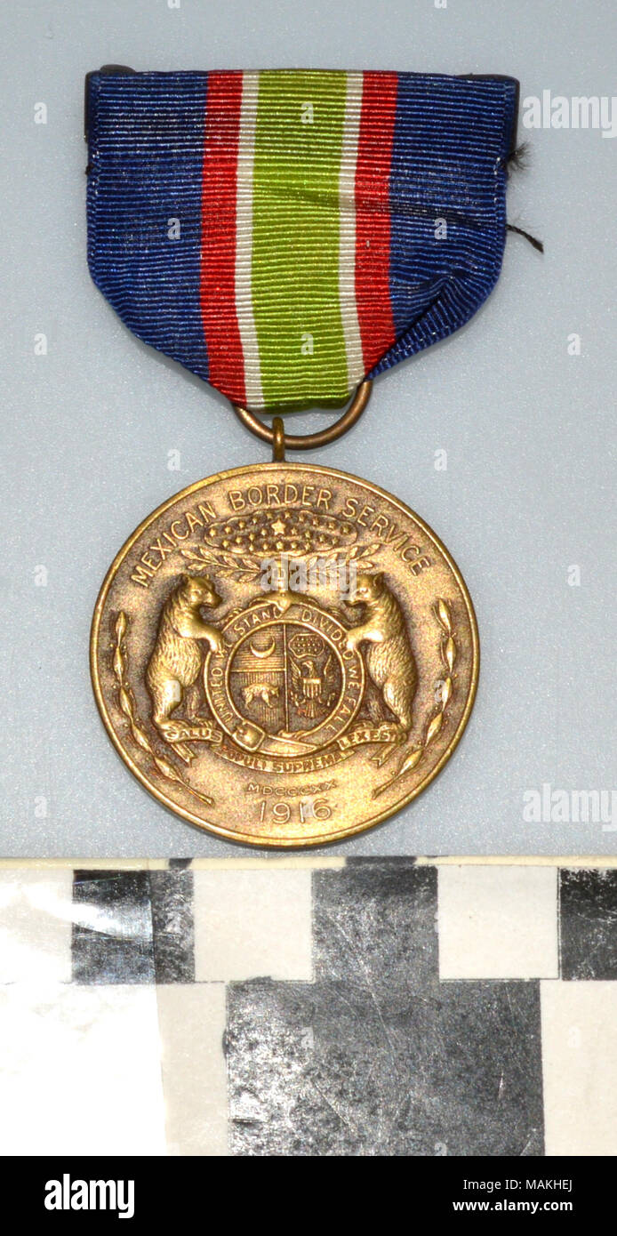 Missouri National Guard service medal issued to servicemen for protecting the U.S.-Mexican border Title: Missouri National Guard Mexican Border Service Medal  . after 1916. Stock Photo