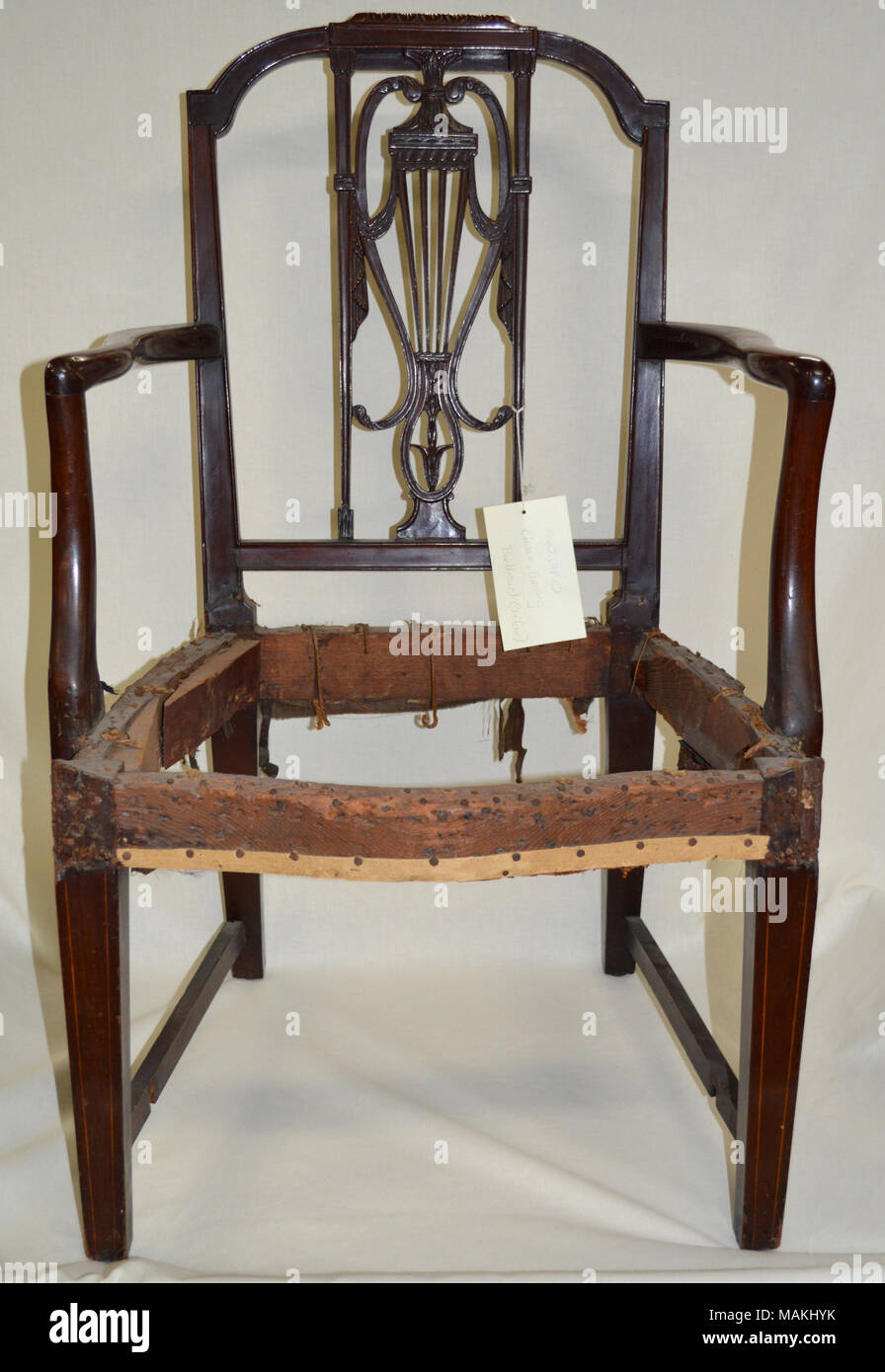 Chippendale style dining chair with carved back. Title: Dining Chair  . circa 1790. Stock Photo