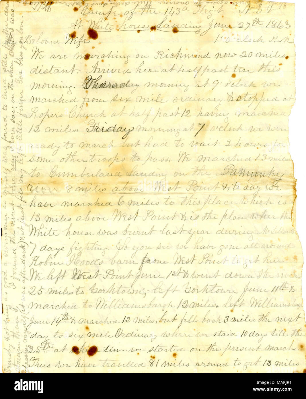 Describes march to Richmond with details on troop numbers. Includes ...