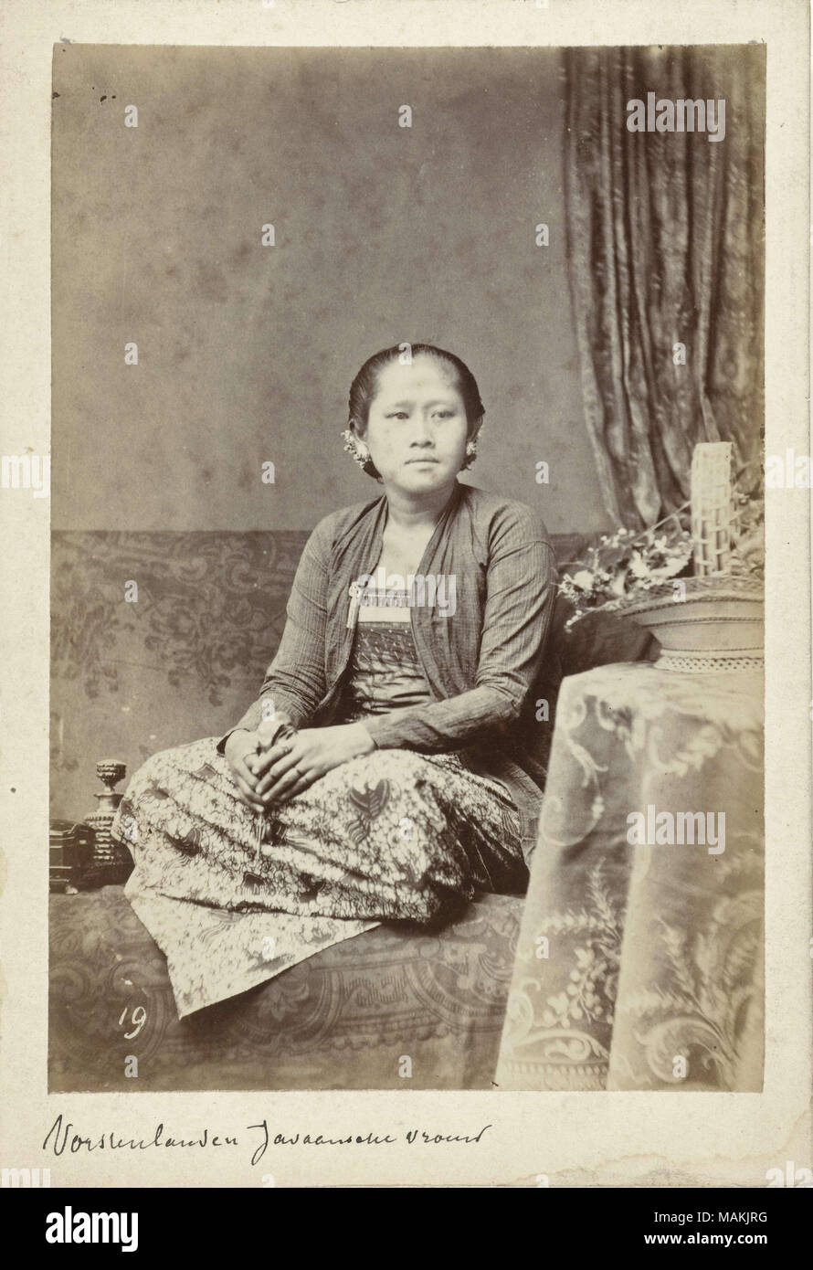 Studio portrait of a Javanese woman  . between 1850 and 1900. Anonymous Stock Photo