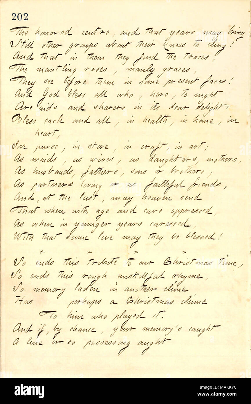 Jesse Haney S Christmas Poem Which Was Read At The Edwards Family S 1859 Christmas Party Transcription The