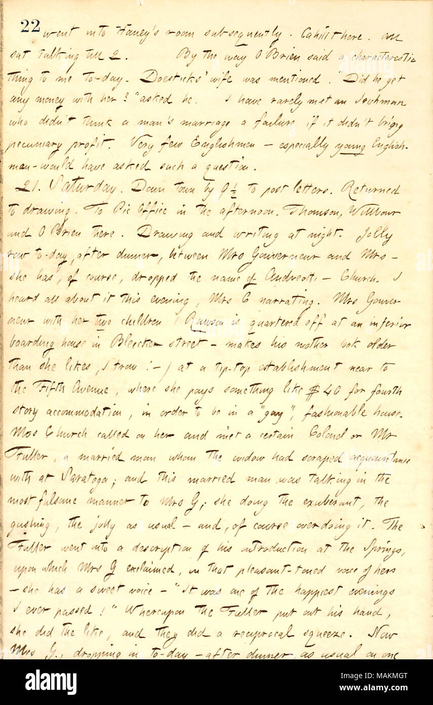 Describes A Row Between Elizabeth Gouverneur And Mrs Church - 