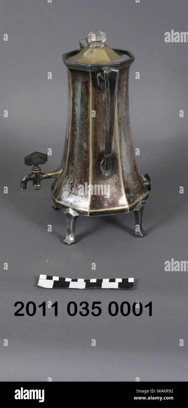 Silverplate electric coffeepot Title: Silverplate Electric Coffeepot  . 1914. Stock Photo