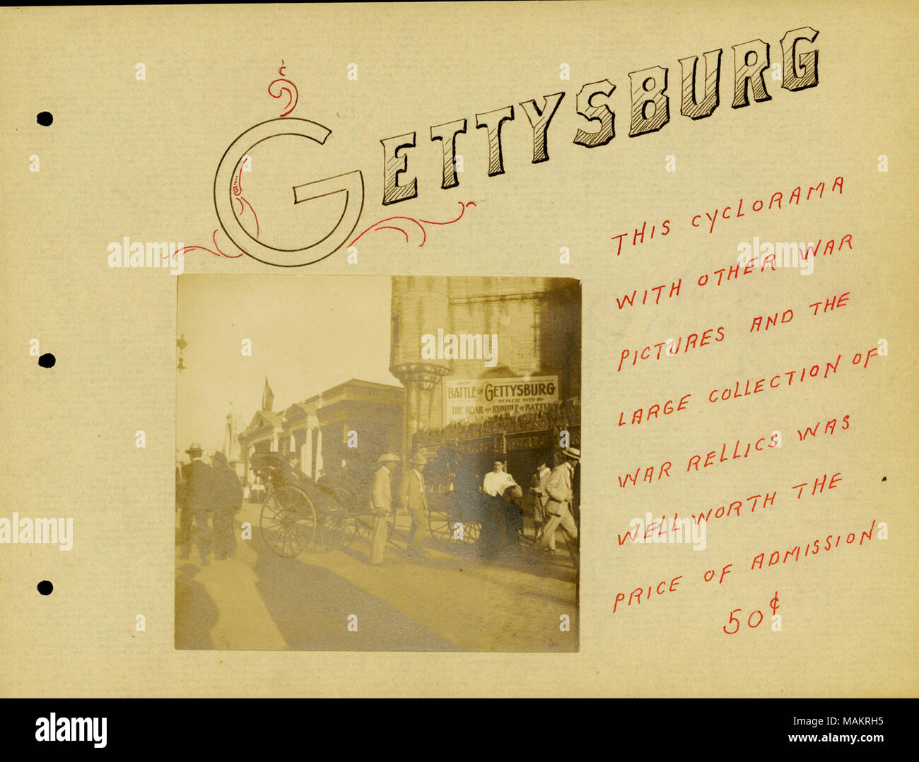Title: 'Gettysburg.' [Photograph and brief description of the Battle of Gettysburg 'Cyclorama' at the Louisiana Purchase Exposition].  . September 1904. Sam Hyde Stock Photo