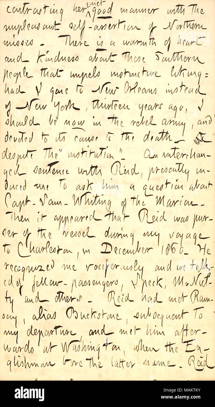 Describes a visit to Mr. and Mrs. Harris after the bachelor party. Title: Thomas Butler Gunn Diaries: Volume 22, page 90, March 3, 1863  . 3 March 1863. Gunn, Thomas Butler, 1826-1903 Stock Photo