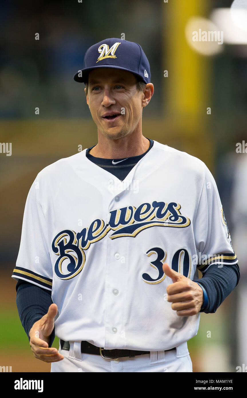 Milwaukee, WI, USA. 2nd Apr, 2018. Milwaukee Brewers manager Craig Counsell  #30 before the Major League Baseball game between the Milwaukee Brewers and  the St. Louis Cardinals at Miller Park in Milwaukee