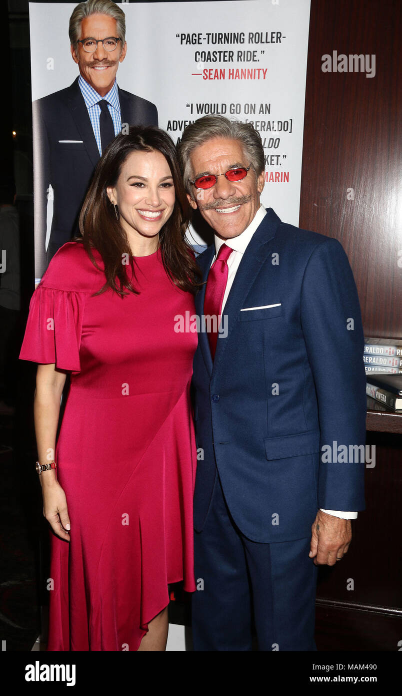 New York City, New York, USA. 2nd Apr, 2018. News personality GERALDO  RIVERA and his wife ERICA MICHELLE LEVY attend the book party hosted by Sean  Hannity to celebrate the publication of '