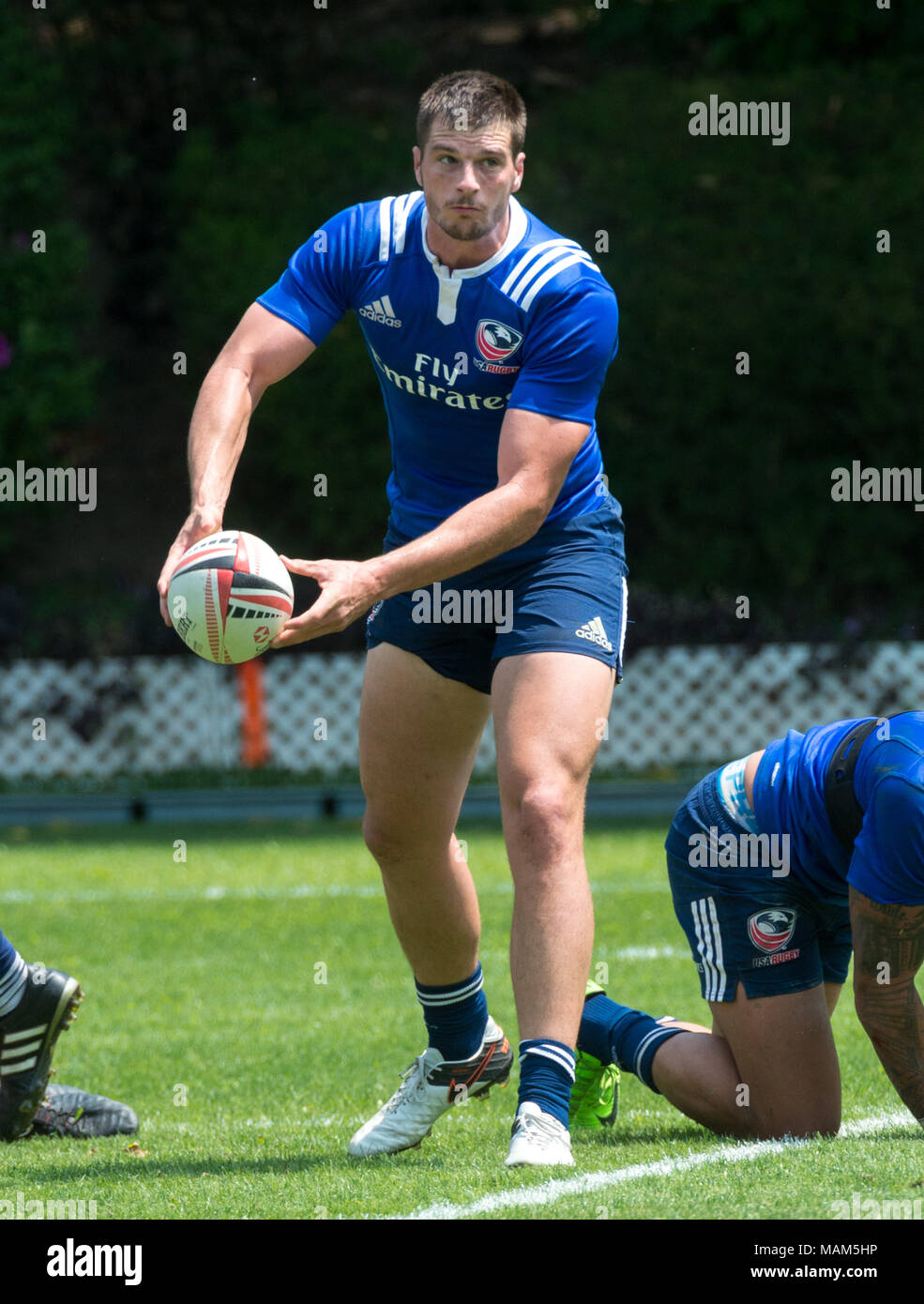 HONG KONG,HONG KONG SAR,CHINA:April 3rd 2018. The USA Rugby team conduct a training session at So Kon Po recreation ground ahead of their Hong Kong Rugby 7's matches. Brett Thompson in action.Alamy Live News Stock Photo