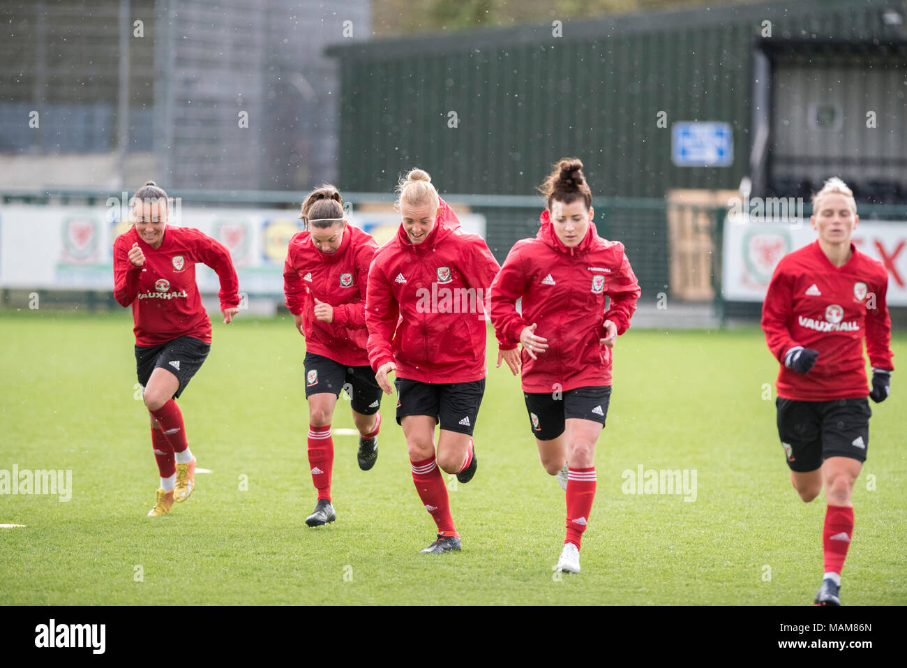 Newport, Wales, UK. 3rd Apr, 2018. Wales Womens National Football Team Training,Dragon Park, Newport, Wales, 3rd April 2018: Wales' womens national team train ahead of their crunch World Cup Qualifier with England on Friday 6th April. Credit: Andrew Dowling/Influential Photography/Alamy Live News Stock Photo