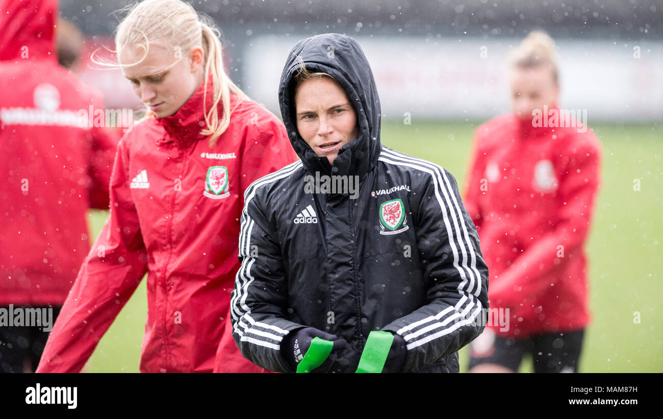 Newport, Wales, UK. 3rd Apr, 2018. Wales Womens National Football Team Training,Dragon Park, Newport, Wales, 3rd April 2018: Wales' womens national team train ahead of their crunch World Cup Qualifier with England on Friday 6th April. Credit: Andrew Dowling/Influential Photography/Alamy Live News Stock Photo