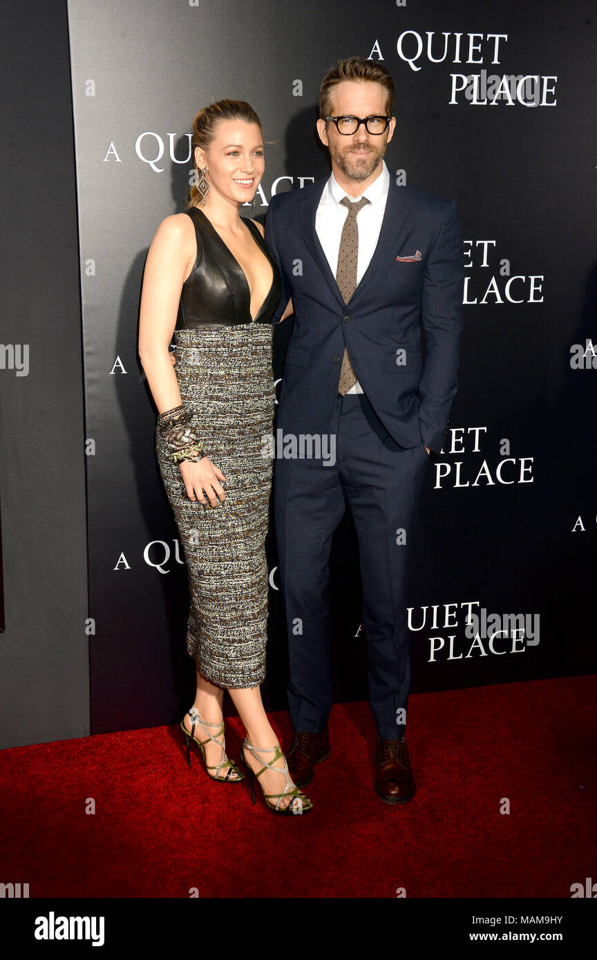 Blake Lively And Ryan Reynolds Attending The A Quiet Place Premiere At Amc Lincoln Square On 