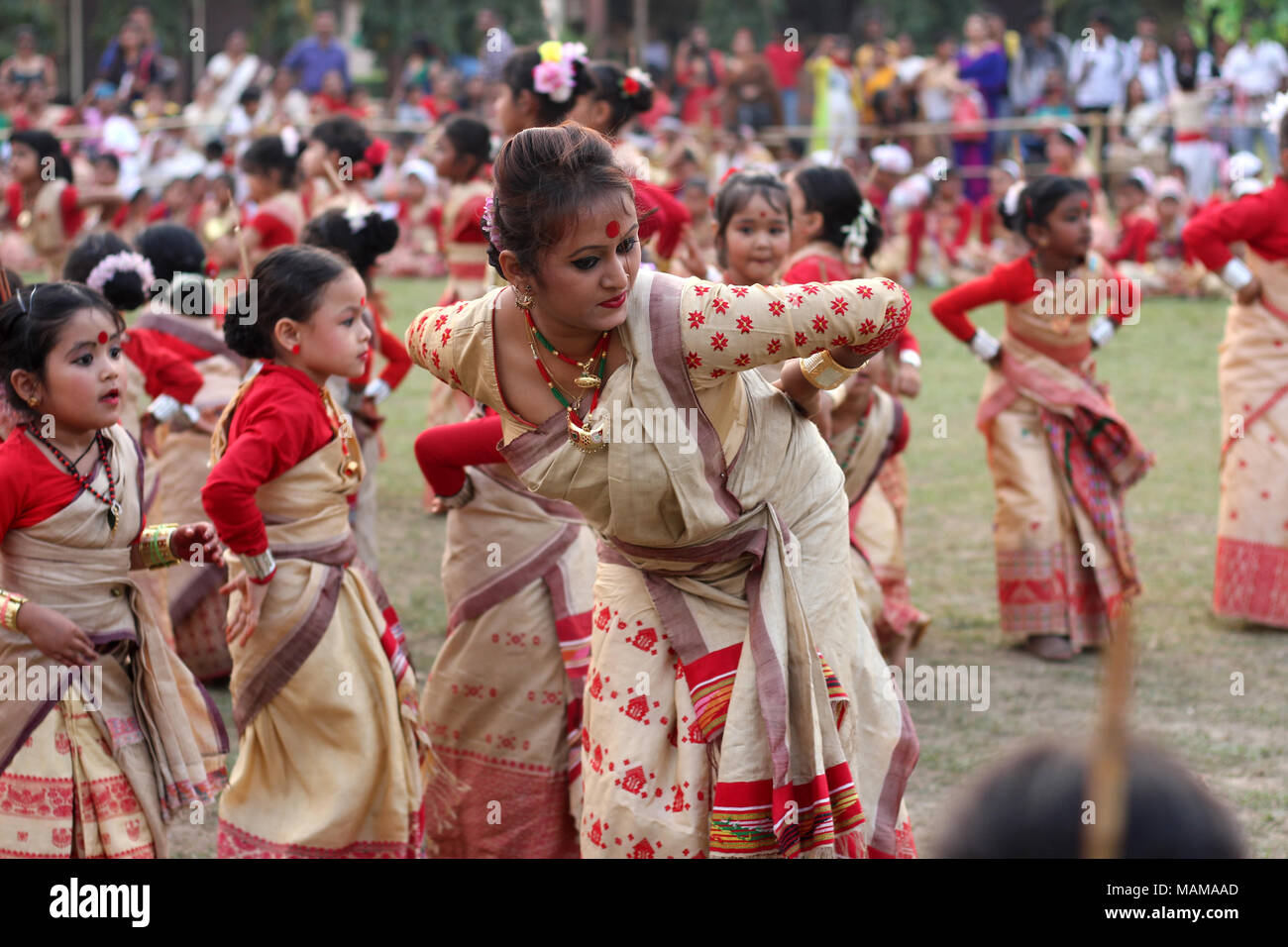 Guwahati, Assam, India. 3rd April 2018. The glimpse of Folk Dance